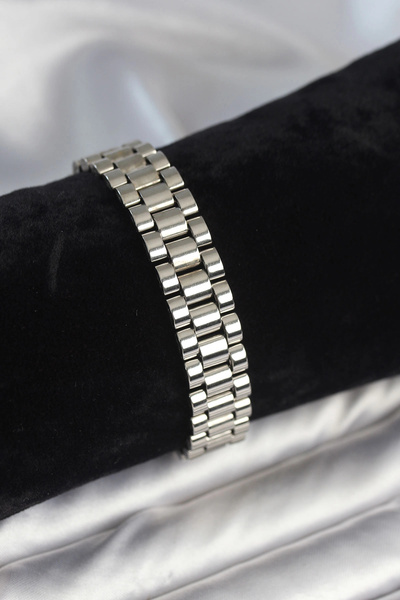 Metanoia 316L Steel Silver Color 12 mm Thickness Men's Bracelet