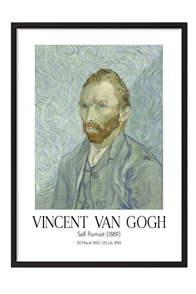 Postifull Vinsent van Gog - Autoportret (1889), slika u crnom okviru, umetnič...
