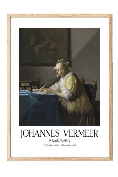 Postifull Johannes Vermeer - Dama koja piše, slika u drvenom okviru, umetničk...