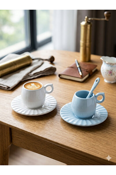 kasımoğulları concept Oyster Design Plate with Double Espresso and Turkish Co...