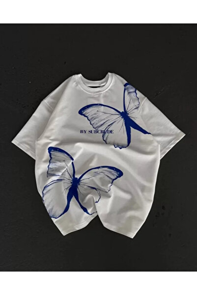 Efnaz style Unisex Crew Neck Printed Oversize T-Shirt - White