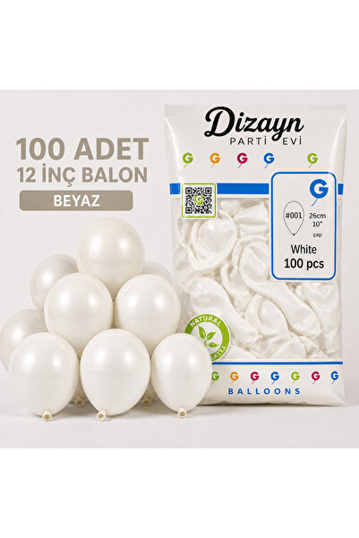 Dizayn Parti Evi 100 Adet 12 İnç Latex Balon | Renk Seçenekli (Kırmızı, Mavi,...