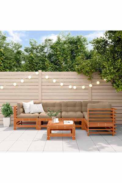 vidaxl Set de lounge pentru gradina 6 pcs Maro ceruit