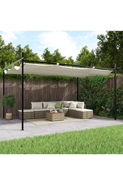 vidaxl Pergola cu acoperis retractabil, crem, 395x292x230 cm