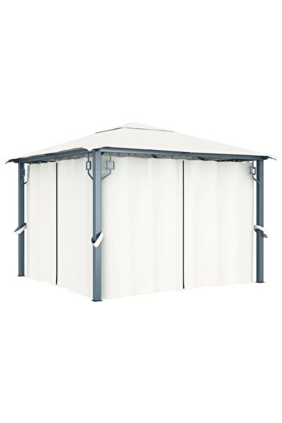 vidaxl FOISOR cu perdele, crem, 300 x 300 cm, aluminiu