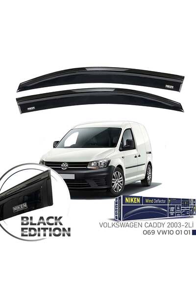 Niken Volkswagen Caddy Cam Rüzgarlığı Siyah Kromlu 2003- 2'Li