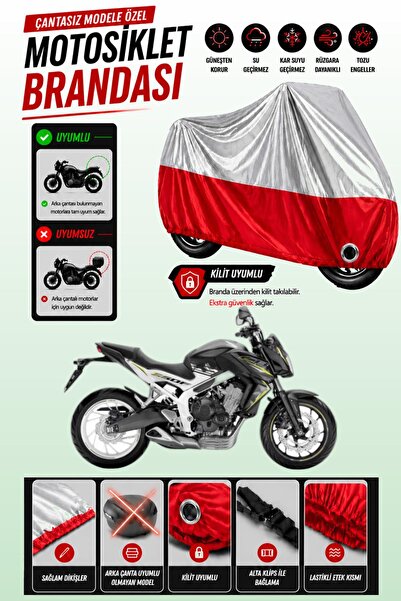 Cemku Twin غطاء محرك متوافق مع هوندا CB 650 F باللون الرمادي من الأعلى والأحم...