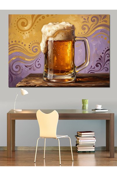 Artmeg Pânză decorativă cu tematică de bere, plină de spumă ca gheața - Masă ...