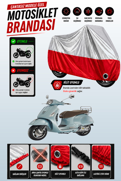 Cemku Twin غطاء محرك متوافق مع Vespa GTS 125 ABS باللون الرمادي من الأعلى وال...