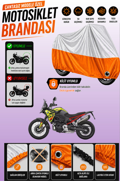 Cemku Twin Top Gray - Bottom Orange Bmw F 900 Gs Compatible Engine Cover, Rea...