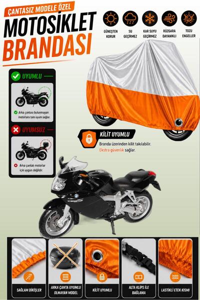 Cemku Twin غطاء محرك علوي رمادي - سفلي برتقالي متوافق مع BMW K 1200 S، غير مت...