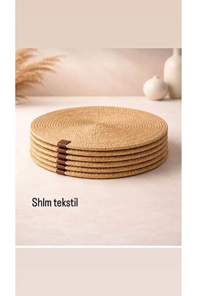 SHLM TEKSTİL 32x32 Hasır Rengi Jüt Supla 6'lı Set Amerikan Servis - Lüks Amer...