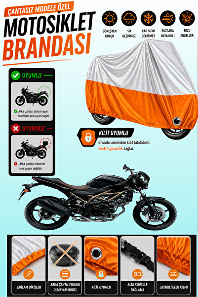 Cemku Twin غطاء محرك متوافق مع سوزوكي SV650X باللون الرمادي من الأعلى والبرتق...