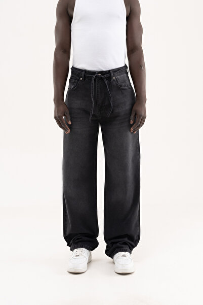 Machinist Men's Oversize Baggy Washed Jean Trousers Black