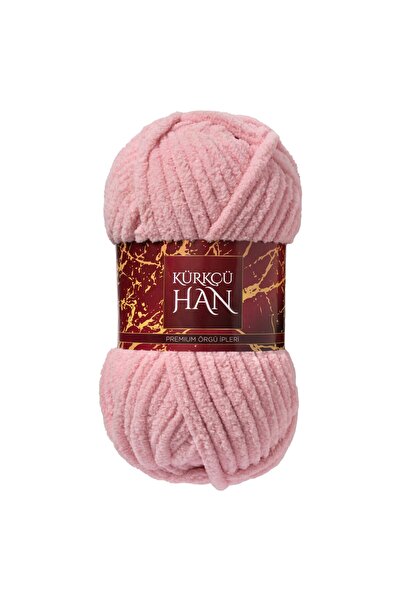 Kürkçü Han Lüks Kadife 100gr 60m El Örgü İpi Gül Kurusu Pembe