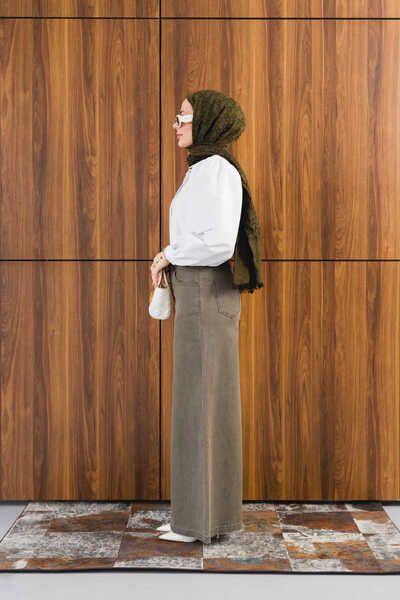 Neways 1162-Denim Pantolon Etek Haki