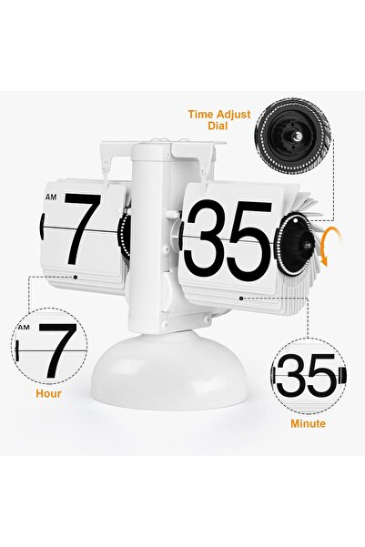 AZOZ Retro Flip Clock - Mechanical With Large Number Display, Vintage Table Desk Clock