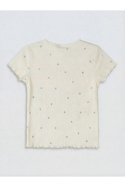 LC Waikiki Heart Patterned Ribbed Girls' T-Shirt