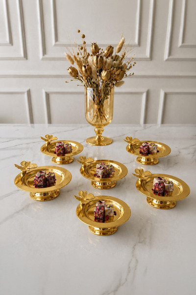 Kitchen Life 6-Piece Gold Metal Turkish Delight Bowl, Macaron Bowl, Decorativ...