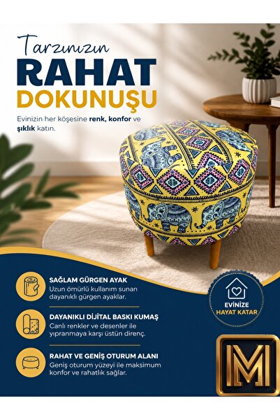 MEDET HOME DİDAY FİLL puf f trend puf koltuk puff bench dekoratif bohem doğal...