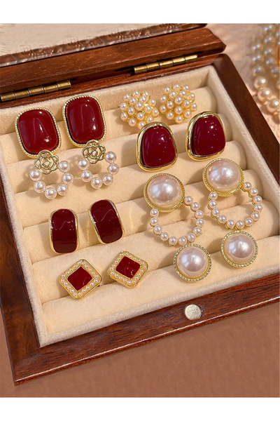 Take Two By Styli Set of 8 - Assorted Embellished Earrings