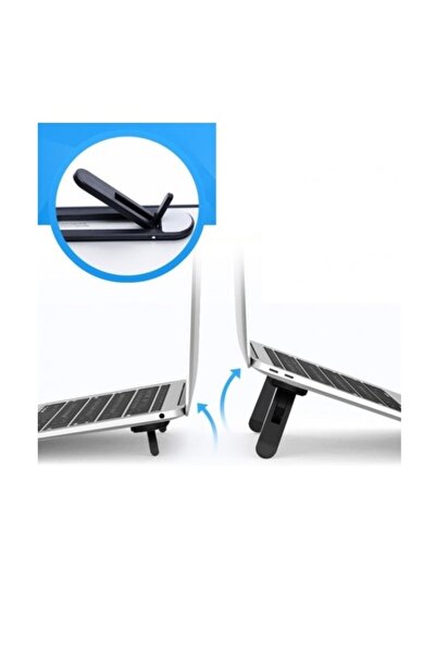 Temiz Pazar 2 Kademeli Katlanabilir ve Yapışkanlı Laptop Standı Siyah