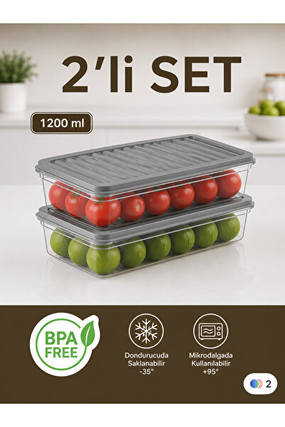 Nesto Home Set of 2 1200 ml Refrigerator Organizer Freezer and Microwave Stor...