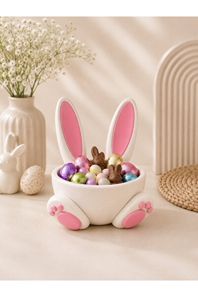 Chift Craft Dekoratif Bayram Şekerliği-Tavşan Şeker Kasesi-Candy Bowl