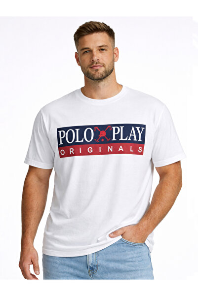 Polo Play By Styli تي شيرت رجالي برقبة دائرية وشعار جرافيك
