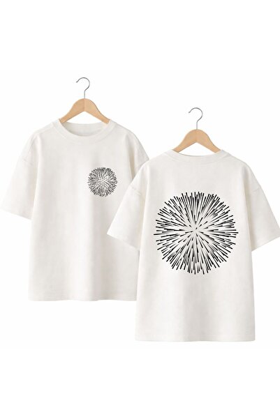 playwear Patterned Back and Front Chest Printed 100% Cotton Oversize Loose Re...