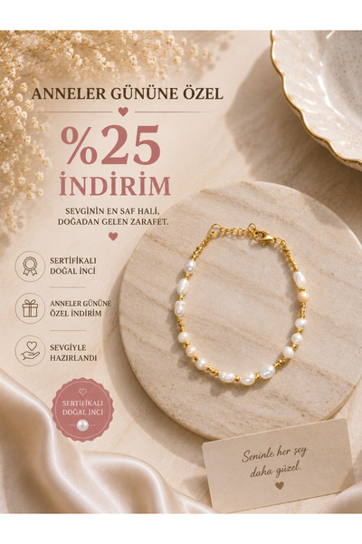 PORSE Sertifikalı 3 - 4 mm Doğal İnci Bileklik - El Yapımı, Şık, Zamansız