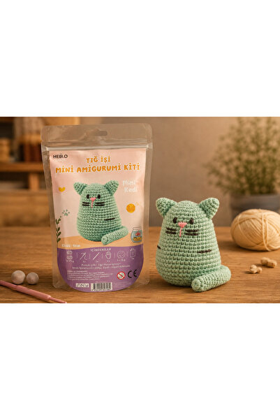 Hello Craft 🐱 Mini Kedi Amigurumi Kiti – Tığ İşi Örgü Seti DIY Hobi Seti - O...