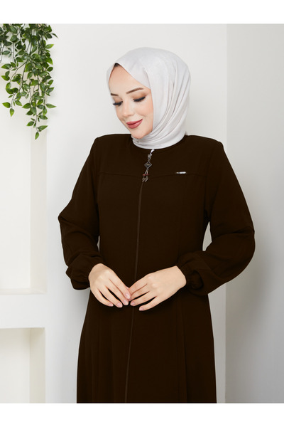 Efelif معطف رياضي بني اللون ذو ياقة مزودة بسحاب، مقاس كبير، تصميم أنيق، ماركة...
