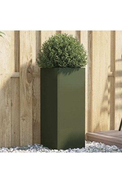 vidaxl Jardiniera, verde masliniu, 32x29x75 cm, otel