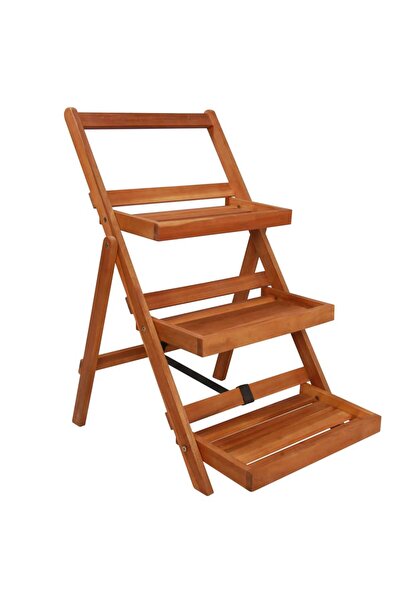 vidaxl Suport de plante, 3 niveluri, 50x63x80 cm, lemn masiv de acacia