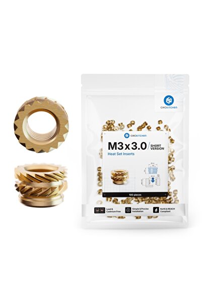 CNC Kitchen Piulite inserabile- M3 short pachet 100 bucati