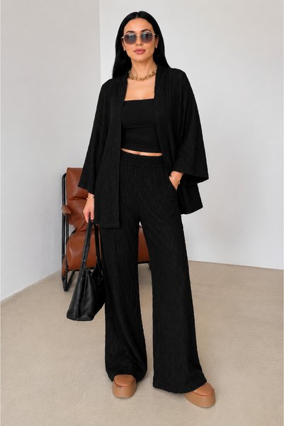 LAMİFUSTORE Crinkled Kimono Set