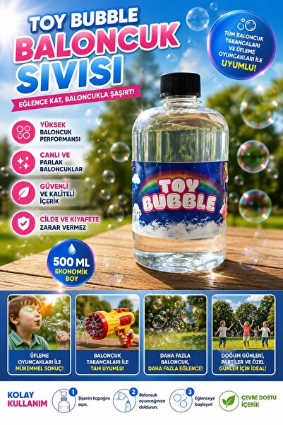 TosToy toybubble 500ml büyük ve dayanıklı baloncuklar oluşturan yüksek perfor...