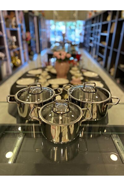 Lucian Design 3LÜ ÇELİK TENCERE TAKIMI 6 PARÇA