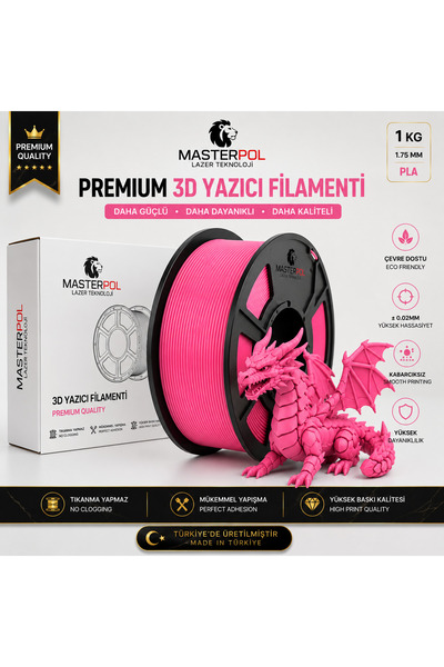 MASTERPOL Premium Pla Filament Pembe 1 KG 1.75 MM 3D YAZICILAR İÇİN ( FLEMENT...