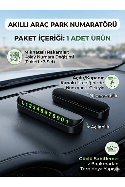 HopeWay Home Mıknatıslı Araç Park Numaratörü - Açılır Kapanabilir Torpido Üst...