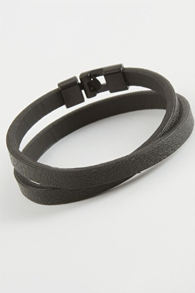 ZERO LAND Ilkeshop Dolama Quality Faux (225250) Leather Bracelet-Black