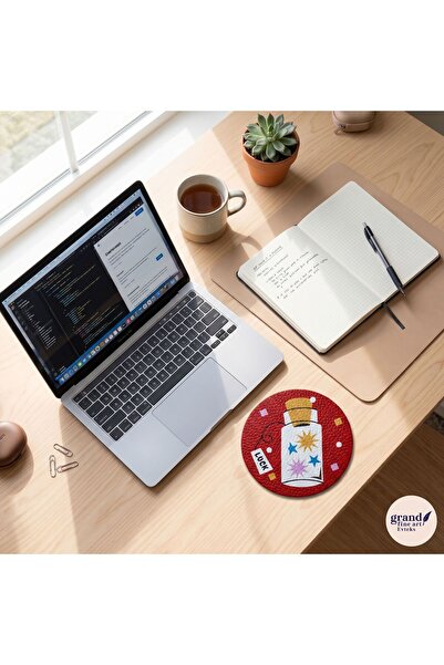Grand Fine Art 4 Pieces of Printed Leather Coasters - Single-Sided Printed Co...