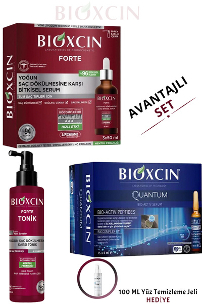 Bioxcin Forte Yoğun Saç Dökülmesi Karşıtı Serum (3x50ml) Forte Tonik 200 ML v...