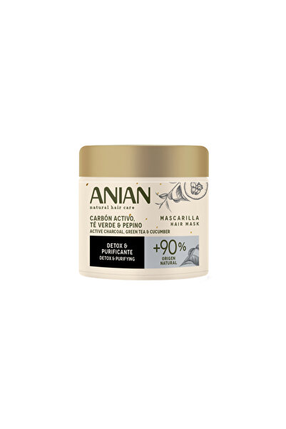 ANİAN Mască pentru păr cu Cărbune Activ, Ceai Verde și Castravete, 350 ml