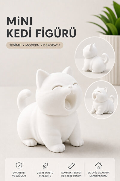 Lumis Home Mini Kedi Figürü Biblo Dekoratif Sevimli Kedi Heykeli Ev Ofis Masa...