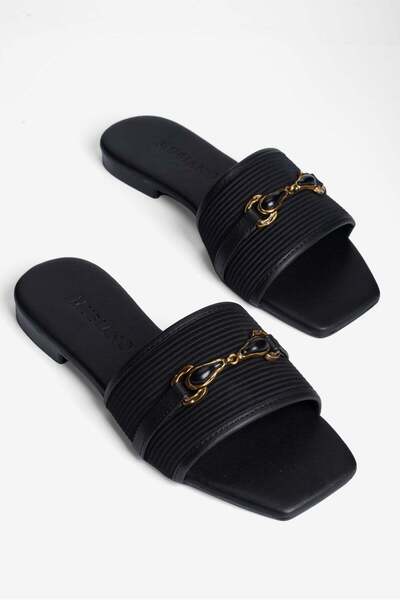 Mubiano Women's Slippers with Gold Accessory Detail, Stylish Daily Wear, Vale...
