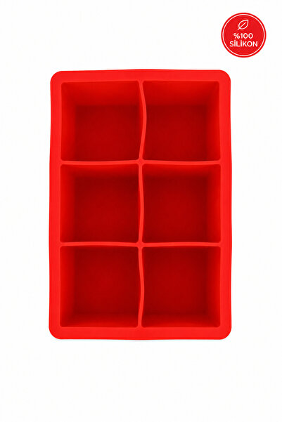 Siliconly 6 Bölmeli Büyük Boy Silikon Buz Kalıbı Et Suyu Saklama Kare Kokteyl...
