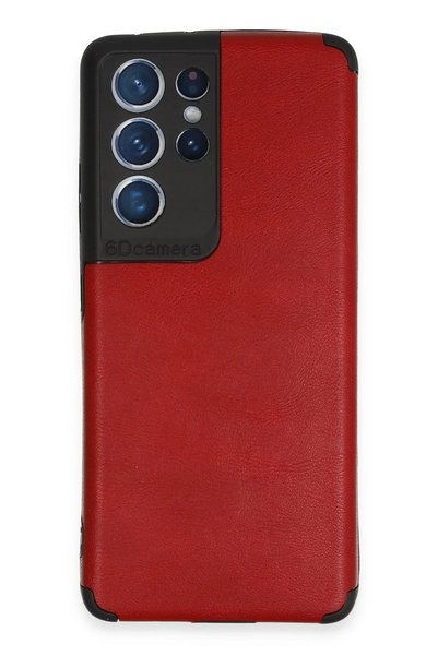 New Face Ilkeshop New Galaxy S21 Ultra Case Loop Leather Silicone (195717) - Red