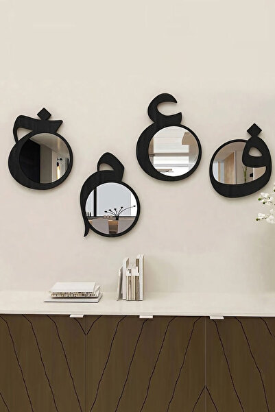 home trend değer verdiklerinize Arapça Harfler Temalı 4'lü Aynalı Duvar Dekoru